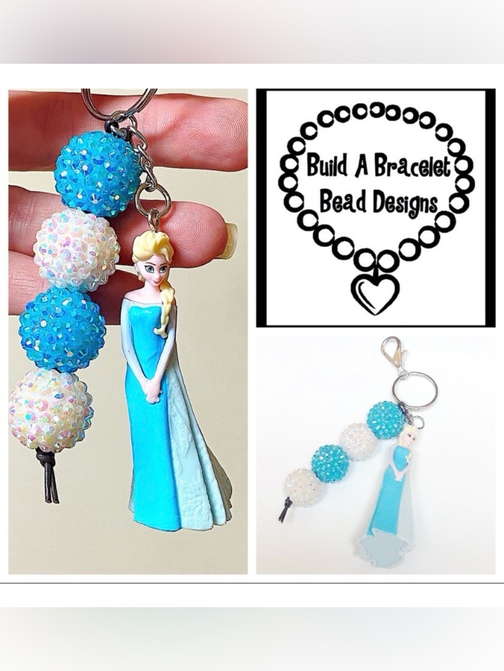 Disney Elsa Inspired Bag Charm Keychain Purse Backpack Clip Accessory